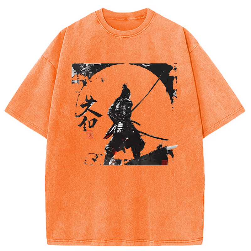 Modecanvas Japanese Samurai Martial Art DTG Printing Washed T-Shirt