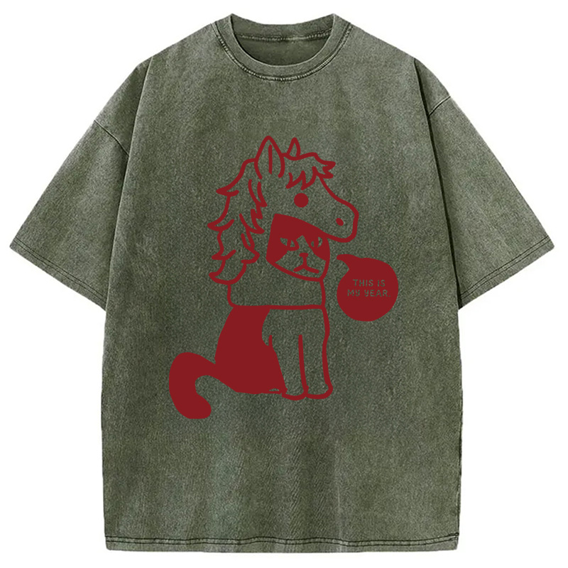 Modecanvas This Is My Year Horse Year DTG Printing Washed T-Shirt