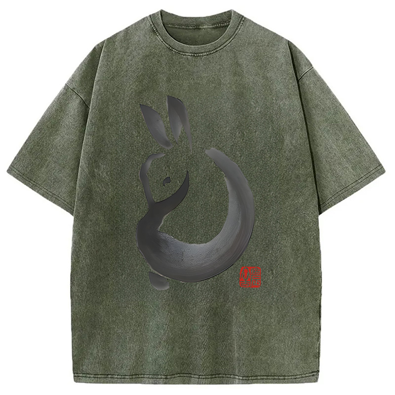 Modecanvas Ink Rabbit DTG Printing Washed T-Shirt