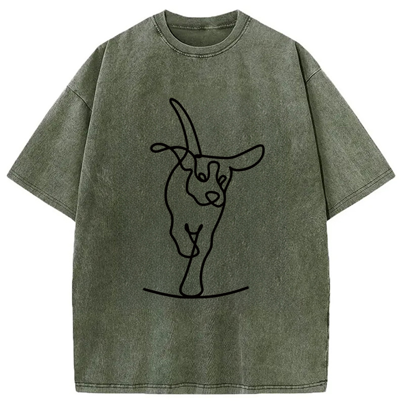 Modecanvas Minimalist Dog DTG Printing Washed T-Shirt