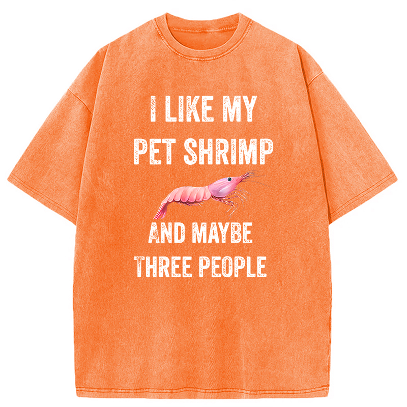 Modecanvas I like My Pet Shrimp DTG Printing Washed T-Shirt
