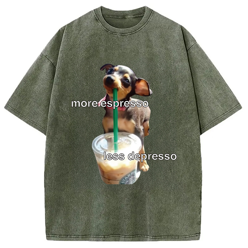 Modecanvas More Espresso Less Depresso Meme Washed T-Shirt