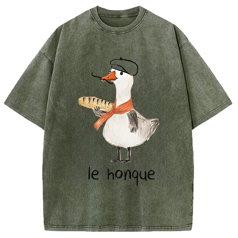 Modecanvas Funny French Goose DTG Printing Washed T-Shirt