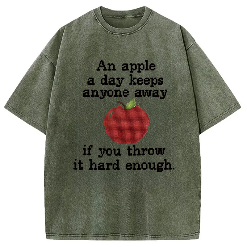 Modecanvas An Apple A Day DTG Printing Washed T-Shirt