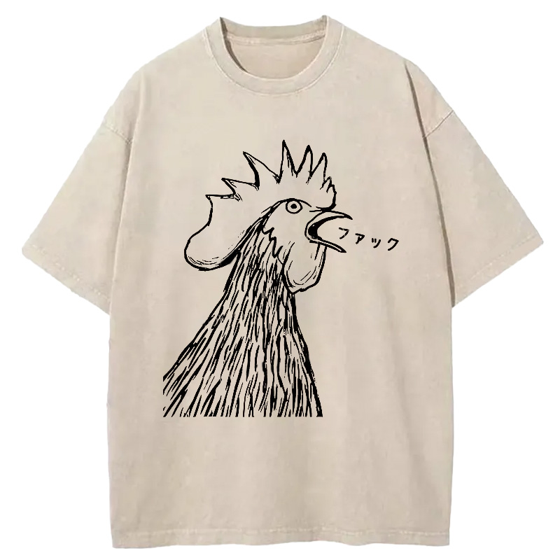 Modecanvas Funny Dirty Talking Chicken Washed T-Shirt