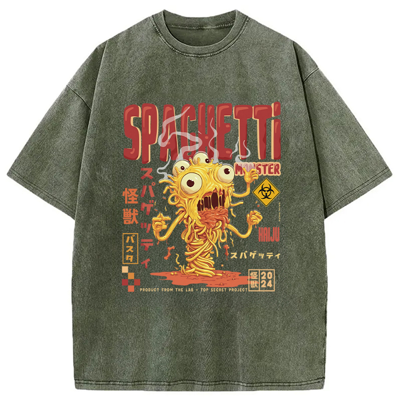 Modecanvas Monster Spaghetti Japanese Retro Tokyo Washed T-Shirt