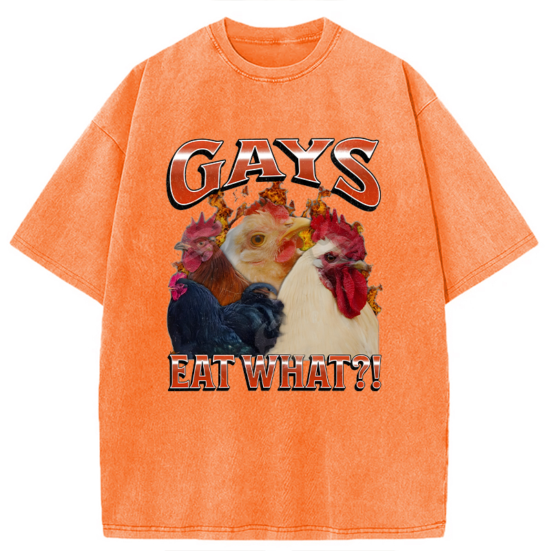 Modecanvas Gays Eat What?! DTG Printing Washed T-Shirt