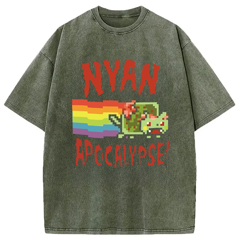 Modecanvas Nyan Apocalypse DTG Printing Washed T-Shirt