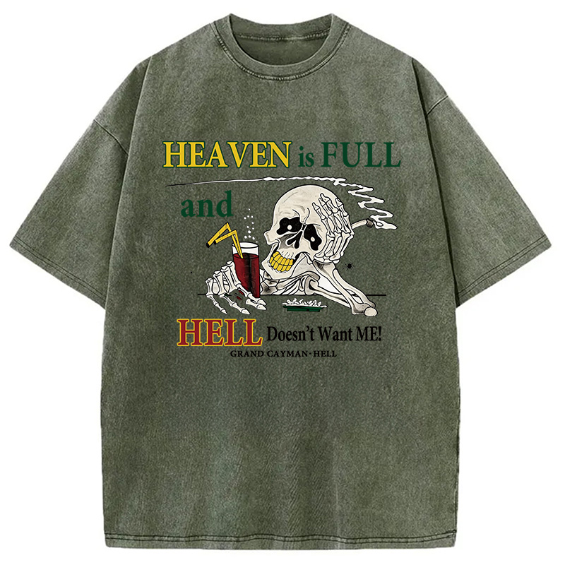 Modecanvas Heaven Is Full DTG Printing Washed T-Shirt