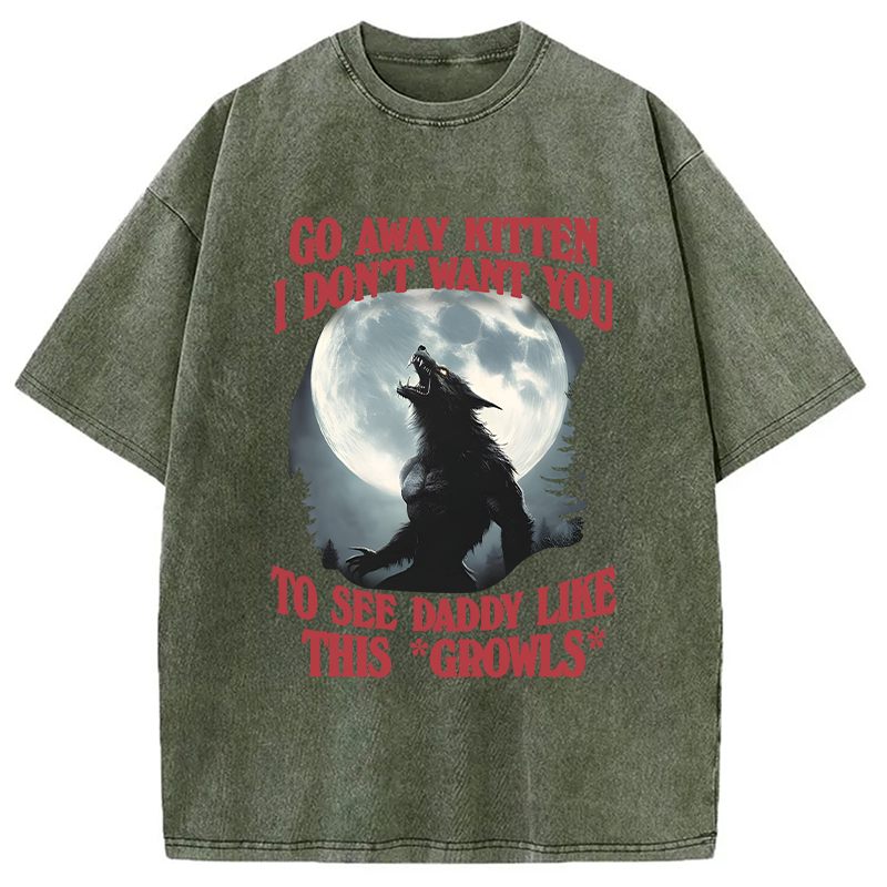 Modecanvas Go Away Kitten DTG Printing Washed T-Shirt