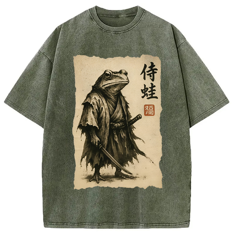 Modecanvas Samurai Frog Washed T-Shirt