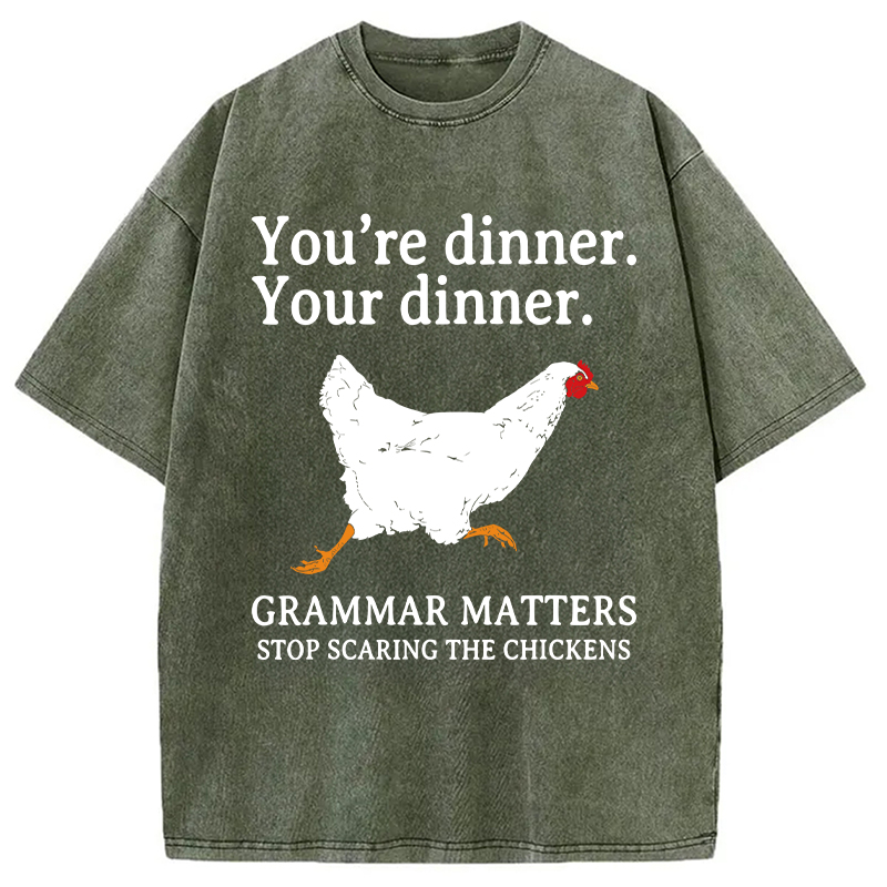Modecanvas Stop Scaring The Chickens Meme DTG Printing Washed T-Shirt