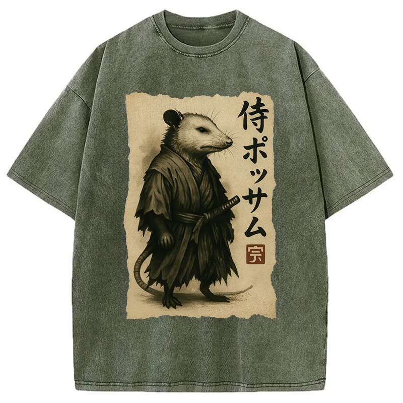 Modecanvas Samurai Opossum Washed T-Shirt