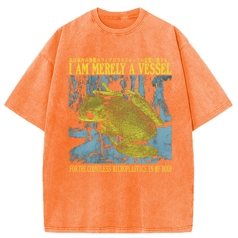Modecanvas Funny Vintage Japanese Frog Washed T-Shirt-modecanvas