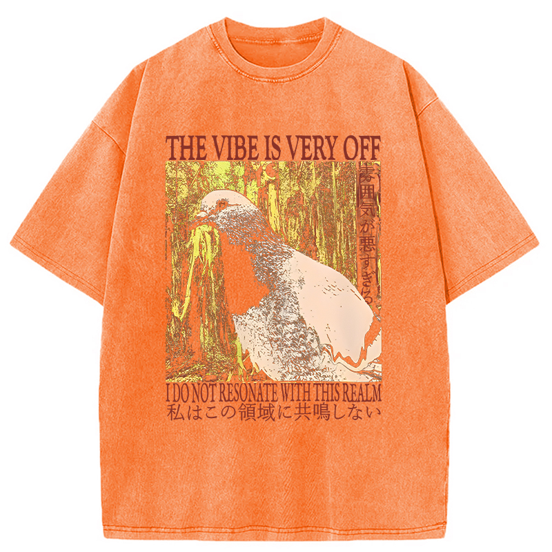 Modecanvas The Vibe is Very Off Washed T-Shirt-modecanvas