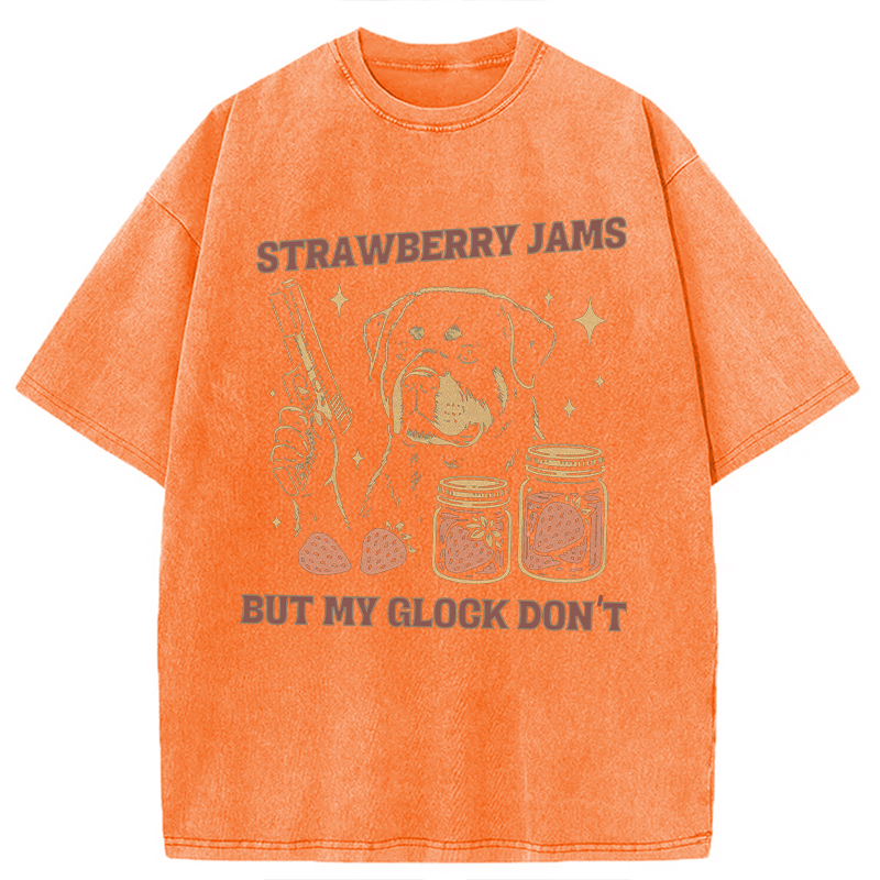 Modecanvas Strawberry Jams Dog Washed T-Shirt-modecanvas