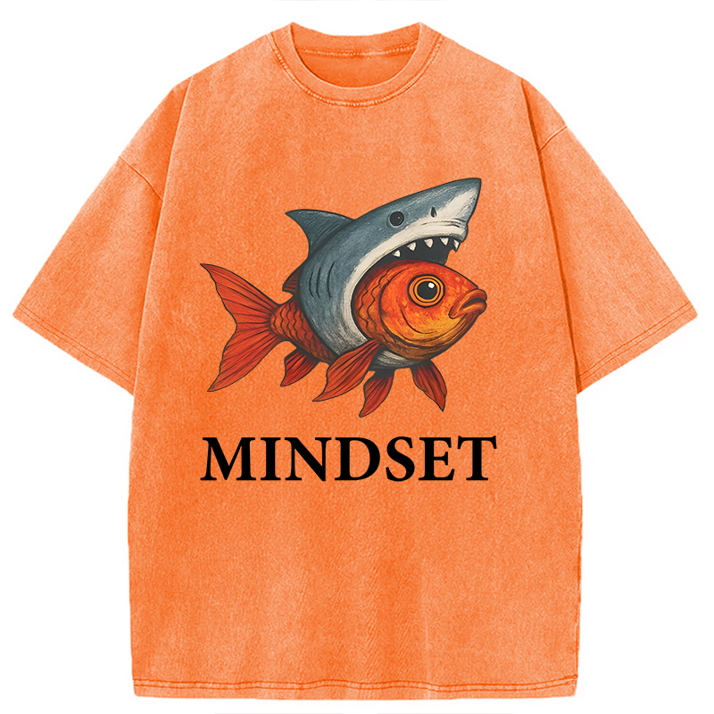 Modecanvas Goldfish Shark Mindset DTG Printing Washed T-Shirt