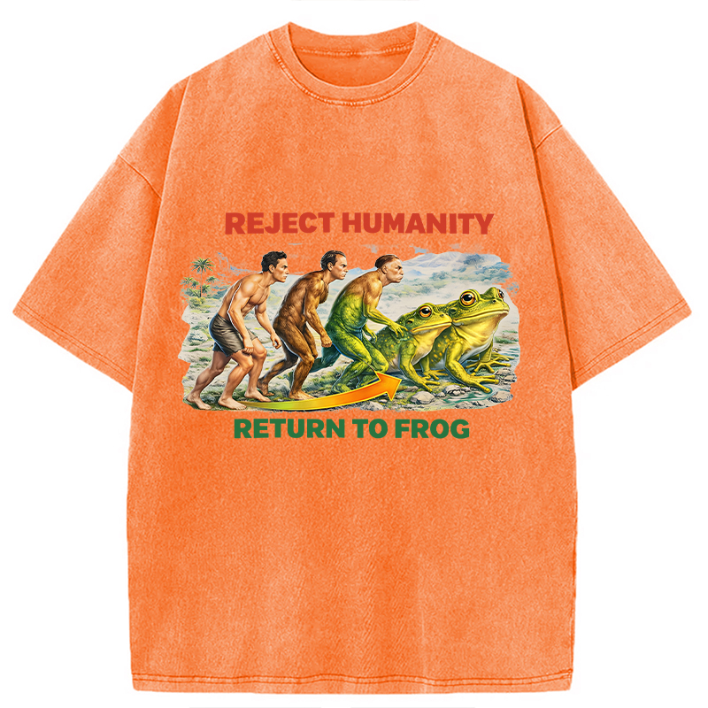 Modecanvas Reject Humanity Return To Frog Funny Meme DTG Printing Washed T-Shirt