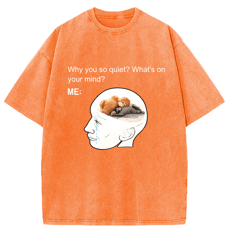 Modecanvas Lonely Baby Monkey Punch DTG Printing Washed T-Shirt