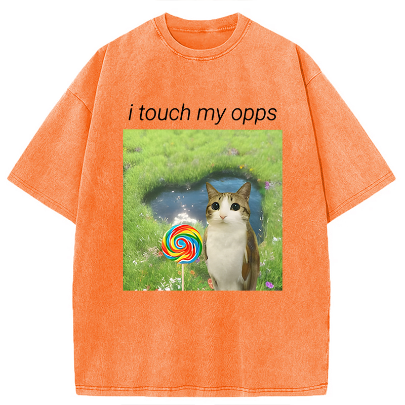 Modecanvas Funny Meowl Meme DTG Printing Washed T-Shirt