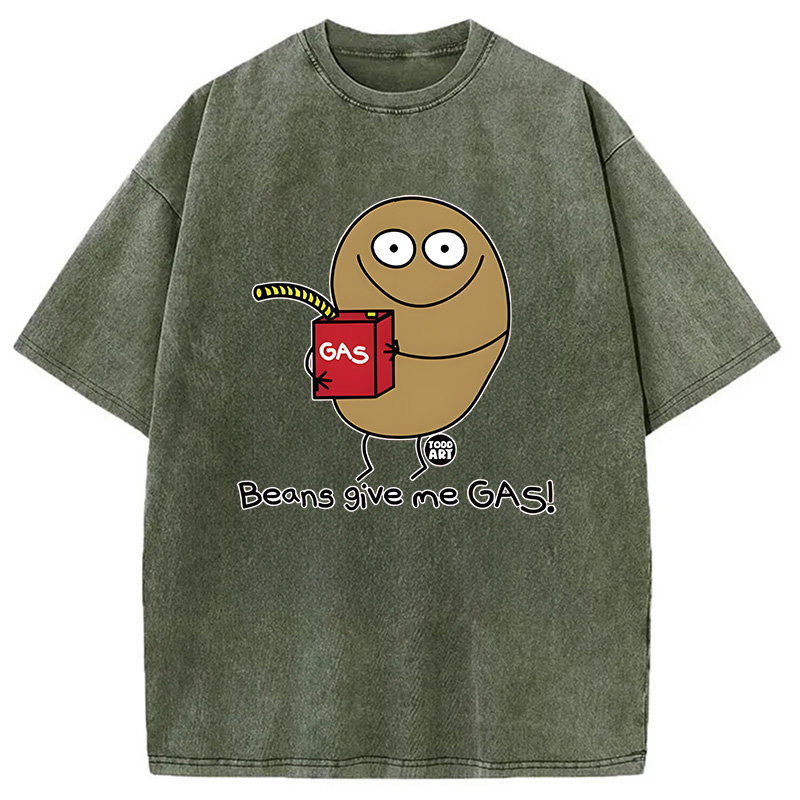 Modecanvas Beans Give Me Gas DTG Printing Washed T-Shirt