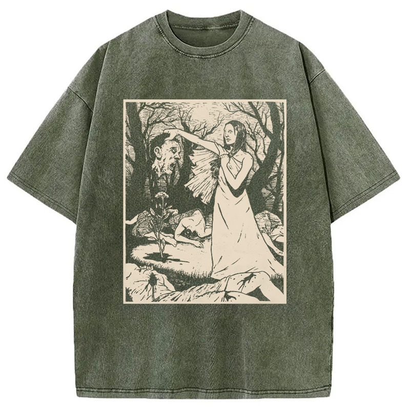 Modecanvas Headhunter Witch DTG Printing Washed T-Shirt