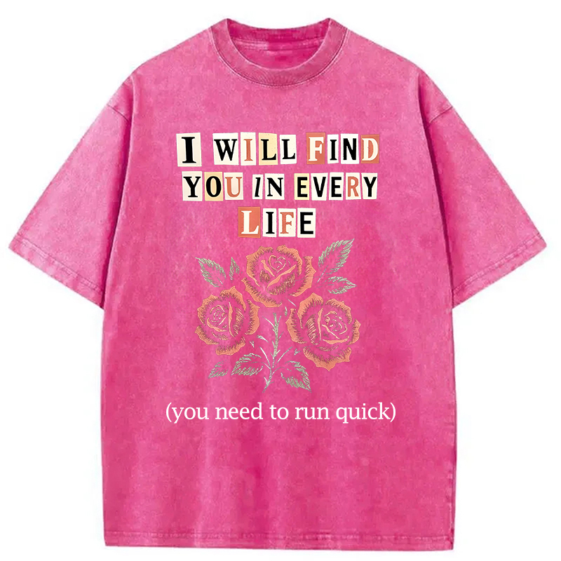 Modecanvas Funny Threat Roses DTG Printing Washed T-Shirt
