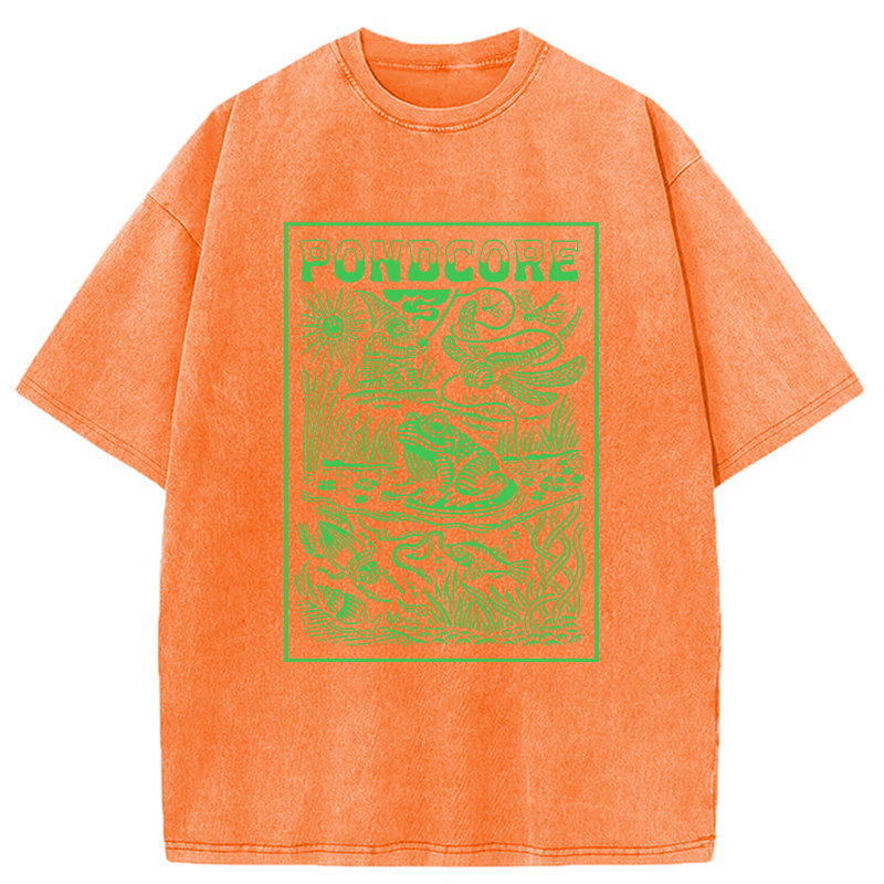 Modecanvas Pondcore Frog DTG Printing Washed T-Shirt
