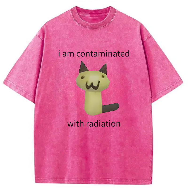 Modecanvas Radioactive Cat Meme DTG Printing Washed T-Shirt