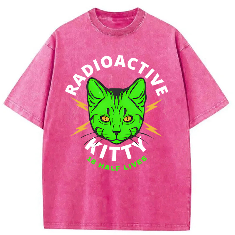 Modecanvas Radioactive Kitty DTG Printing Washed T-Shirt
