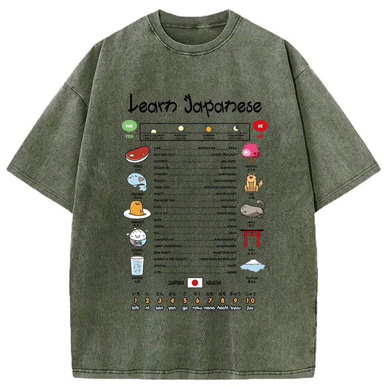 Modecanvas Learn Japanese Washed T-Shirt