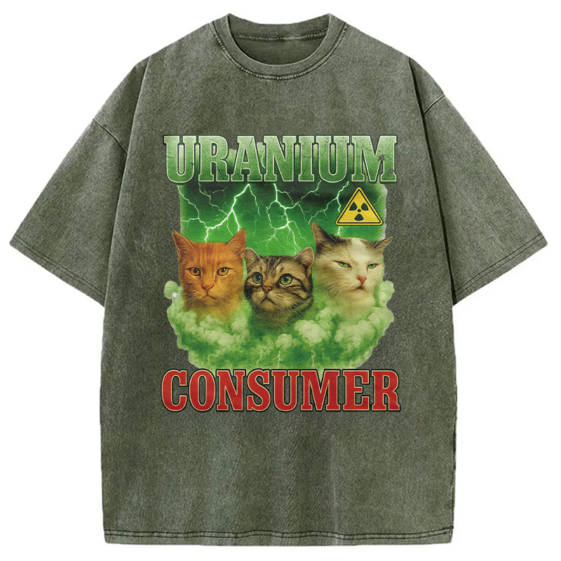 Modecanvas Uranium Consumer Cat DTG Printing Washed T-Shirt