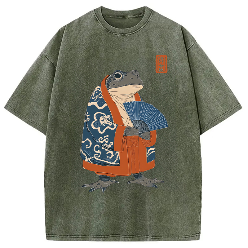 Modecanvas Frog Kimono DTG Printing Washed T-Shirt