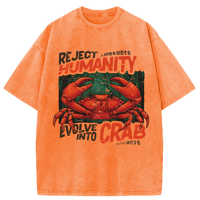 Modecanvas Horror Crab DTG Printing Washed T-Shirt