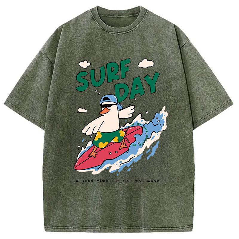 Modecanvas Surfing Duck DTG Printing Washed T-Shirt