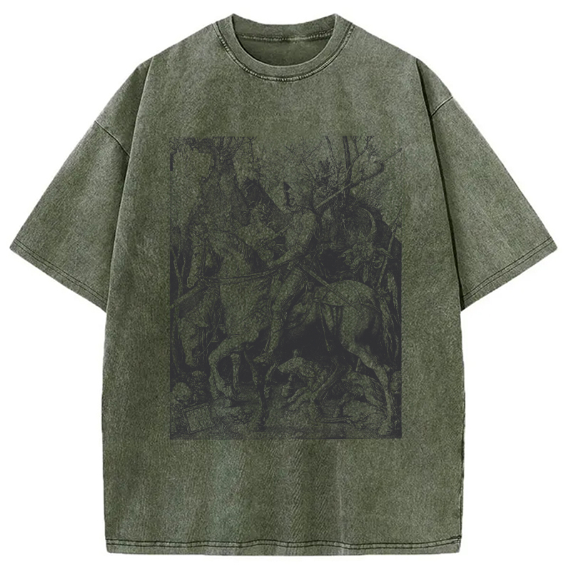 Modecanvas 90s Vintage Dark Art DTG Printing Washed T-Shirt
