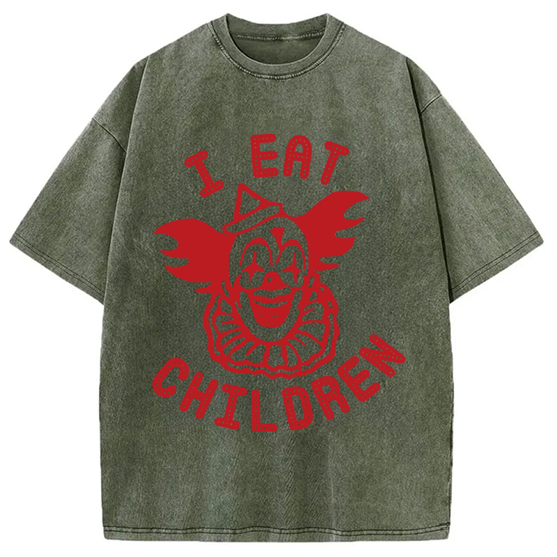 Modecanvas I Eat Children DTG Printing Washed T-Shirt