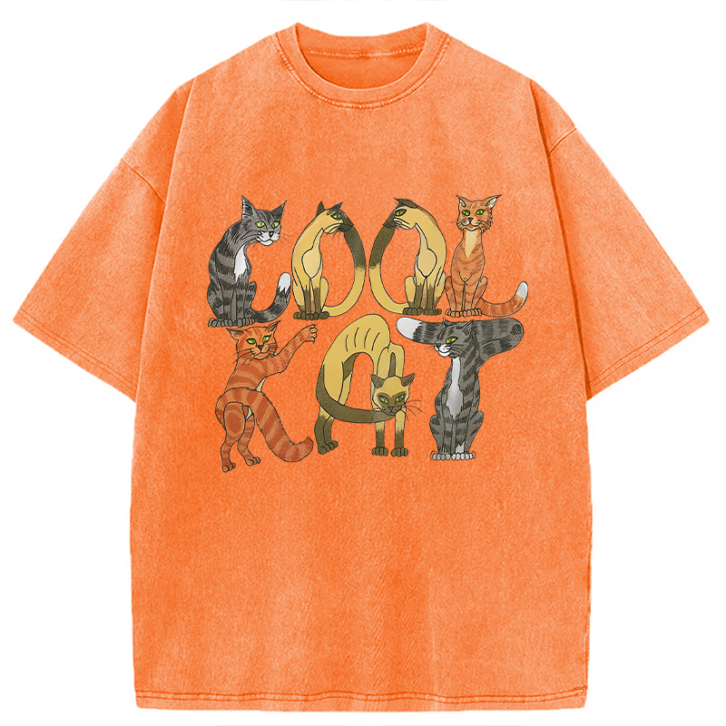 Modecanvas Cool Cat DTG Printing Washed T-Shirt