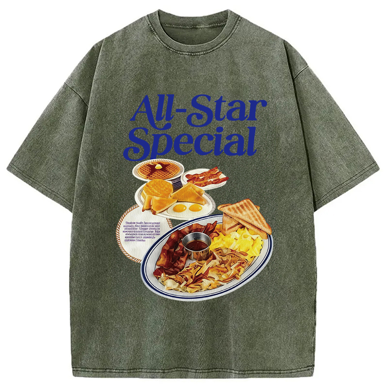 Modecanvas All-Star Special Breakfast DTG Printing Washed T-Shirt