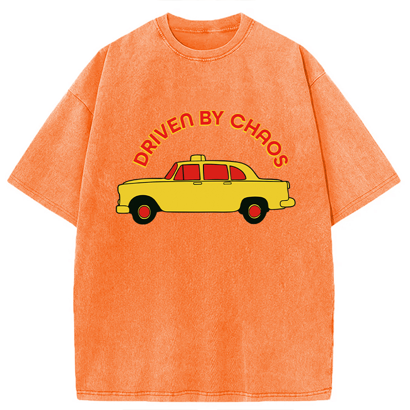 Modecanvas Vintage Taxi Pop Art DTG Printing Washed T-Shirt