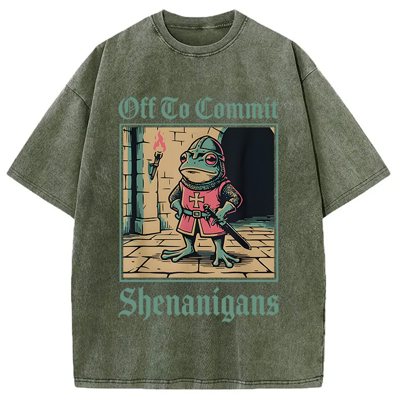 Modecanvas Off To Commit Shenanigans DTG Printing Washed T-Shirt