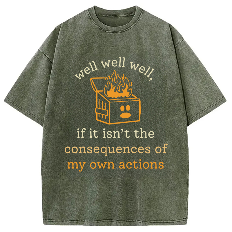 Modecanvas Dumpster Fire Self-Deprecating Humor DTG Printing Washed T-Shirt