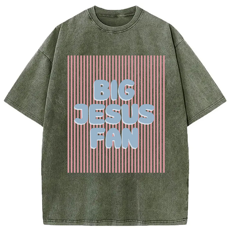 Modecanvas Big Jesus Fan DTG Printing Washed T-Shirt