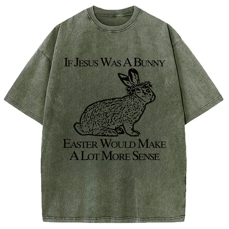 Modecanvas If Jesus Was A Bunny Easter Would Make A Lot More Sense DTG Printing Washed T-Shirt