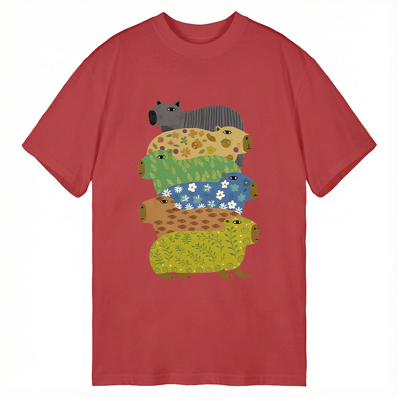 Modecanvas Colorful Capybaras DTG Printing Classic T-Shirt-modecanvas