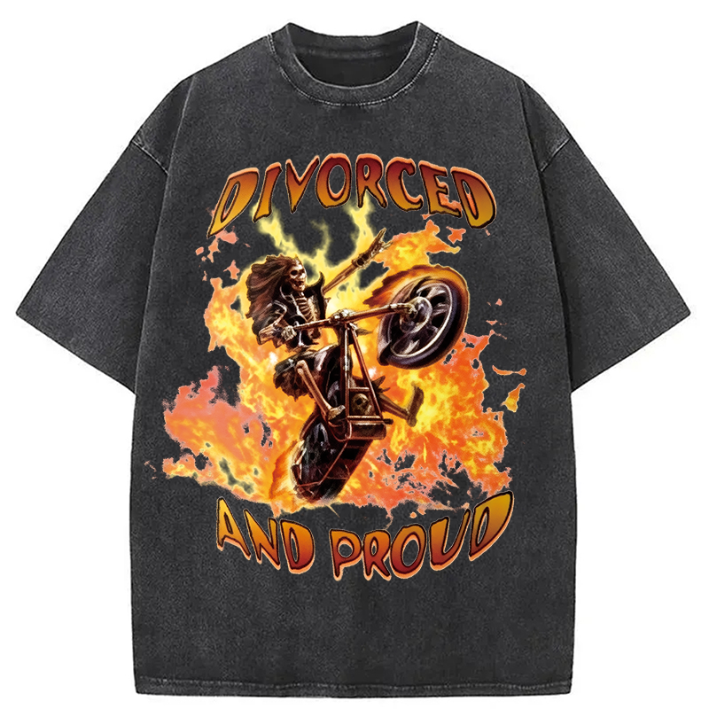 Modecanvas Divorced And Proud DTG Printing Washed T-Shirt