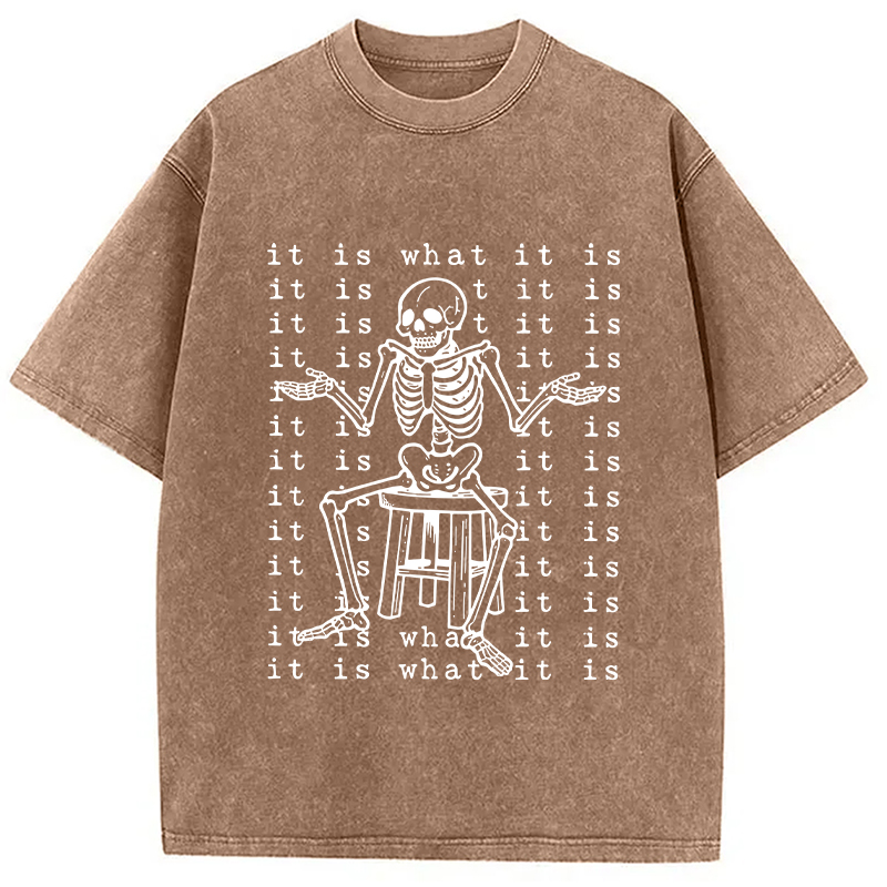 Modecanvas Helpless Skeleton DTG Printing Washed T-Shirt-modecanvas