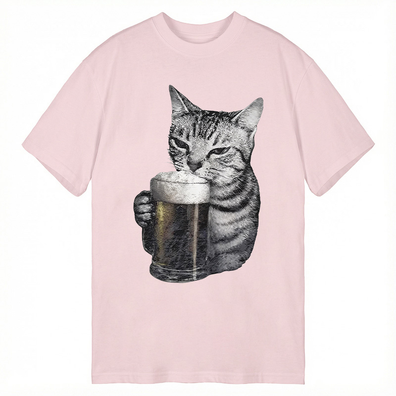 Modecanvas Cheers With The Cat DTG Printing Classic T-Shirt-modecanvas