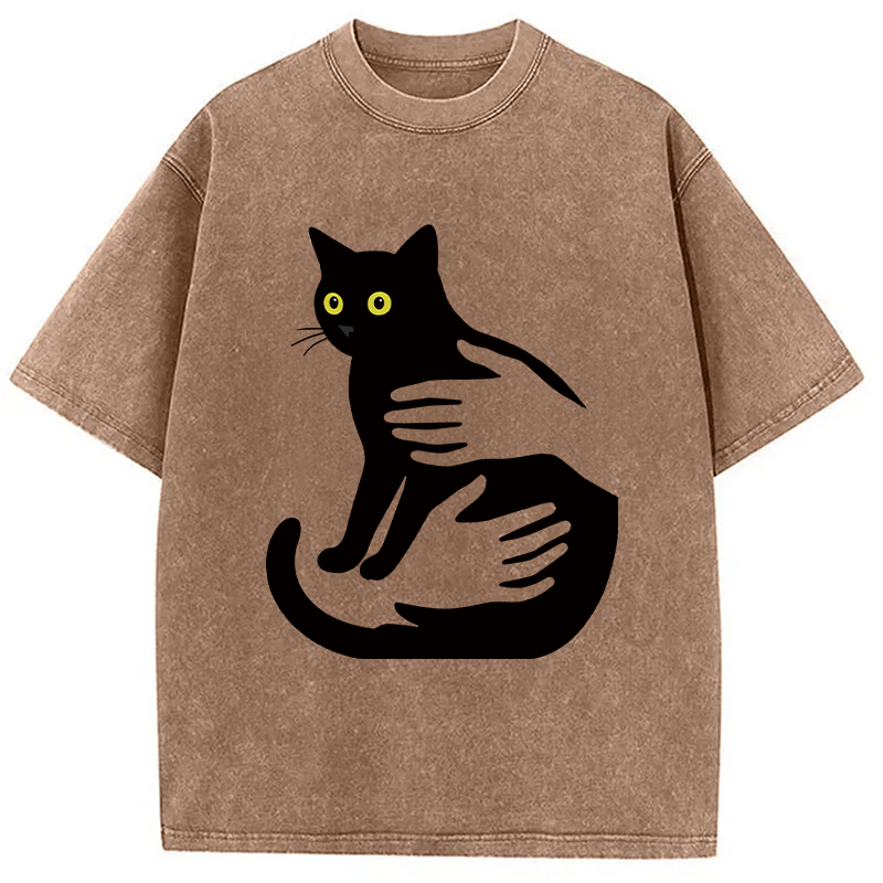 Modecanvas Hug A Black Cat Washed T-Shirt