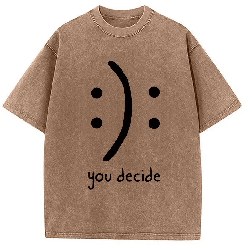 Modecanvas Laugh Or Sad Washed T-Shirt